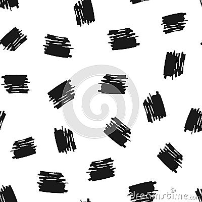 Scribbles drawn by hand with a brush. Seamless pattern. Grunge, sketch. Vector Illustration