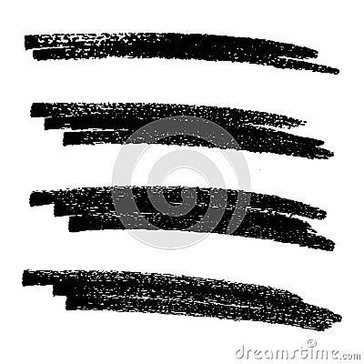 Black ink brush stroke and pencil drawing Vector Illustration