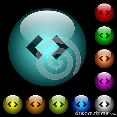 Script code icons in color illuminated glass buttons Stock Photo