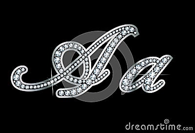 Script Diamond Bling Aa Letters Vector Illustration