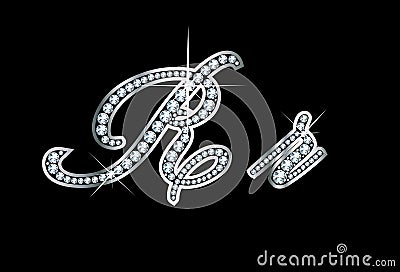 Script Diamond Bling Rr Letters Vector Illustration