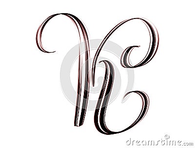 Script letter K hand lettering. Stock Photo