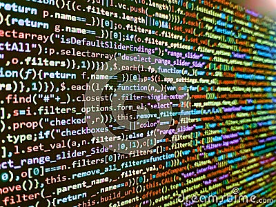 Script procedure creating. PHP development, software site code. Failure in the program, blue screen, programming. Background of Stock Photo