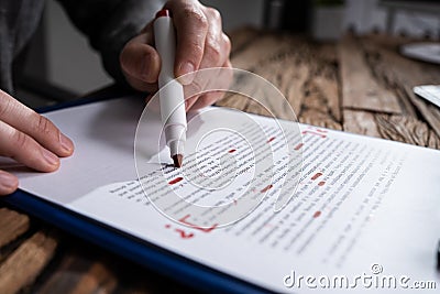 Script Proofread And Sentence Grammar Spell Check Stock Photo