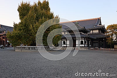 Scripture Repository in dusk in Nishi Hongwanji Temple, Kyoto, Japan Editorial Stock Photo