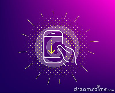 Scroll down phone line icon. Scrolling screen sign. Swipe page. Vector Vector Illustration