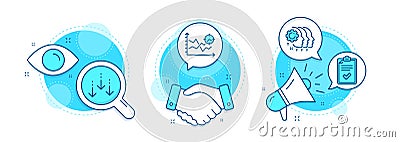 Scroll down, Seo analysis and Employees teamwork icons set. Checklist sign. Vector Vector Illustration