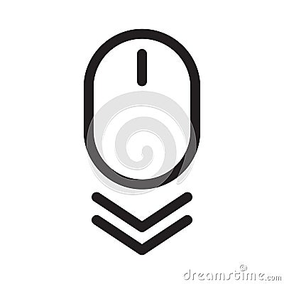 Scroll down vector icon, computer mouse symbol. Cartoon Illustration