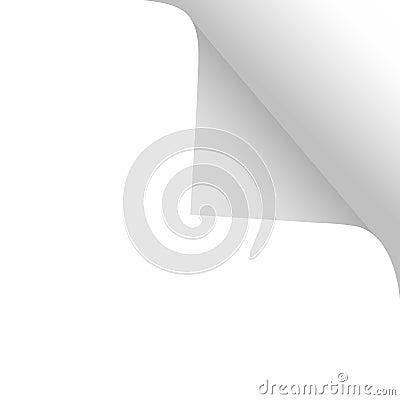 Scroll the page with a shadow on a blank sheet of paper from the right edge at the top. White paper sticker. Vector. Vector Illustration