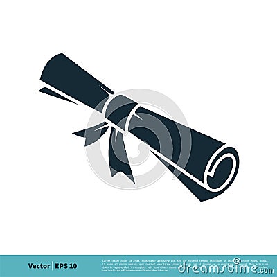 Scroll Paper Graduation / Certification Icon Vector Logo Template Illustration Design. Vector EPS 10 Vector Illustration