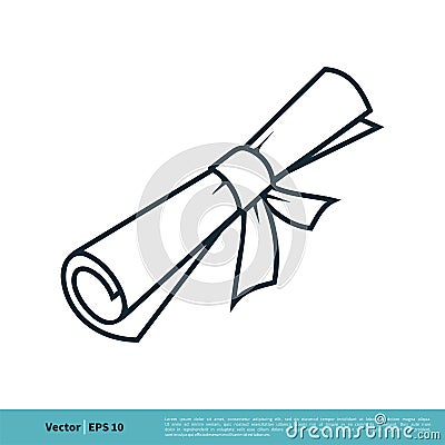 Scroll Paper Graduation / Certification Icon Vector Logo Template Illustration Design. Vector EPS 10 Vector Illustration