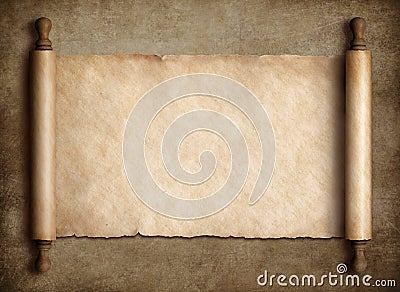 Ancient scroll parchment over old paper background Stock Photo