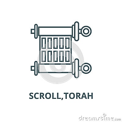 Scroll,torah vector line icon, linear concept, outline sign, symbol Vector Illustration