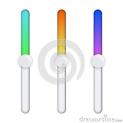 Scrollbars. Website design template scroll bars, computer ui scrolling tools vector elements, web rollover bar Vector Illustration