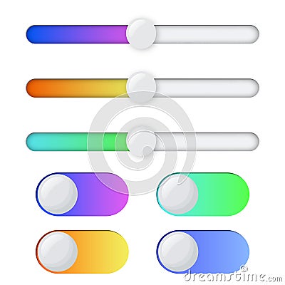 Scrollbars. Website design template scroll bars, computer ui scrolling tools vector elements, web rollover bar Vector Illustration