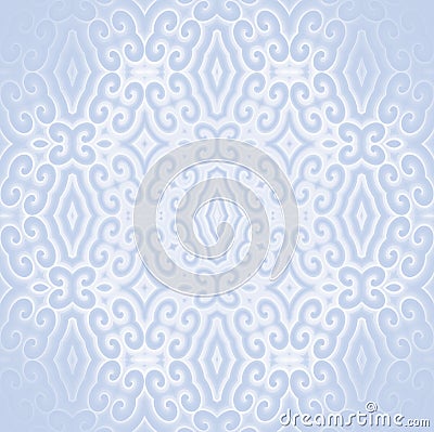 Scrolled diamond pattern white light blue gray centered and blurred Stock Photo