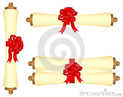 Scrolls with a bow Vector Illustration