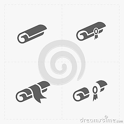 Scrolls icons with ribbon on white Vector Illustration