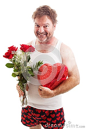 Scruffy Valentines Guy in Underwear Stock Photo