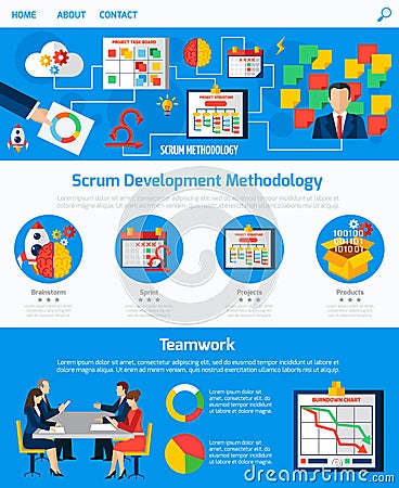 Scrum Agile Development Webpage Design Vector Illustration