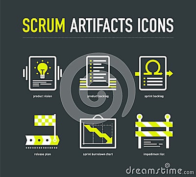 Scrum artifacts icons Vector Illustration