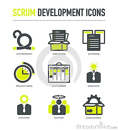 Scrum development methodology icons Vector Illustration