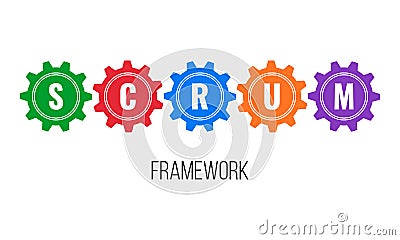 SCRUM framework, gears concept Vector Illustration