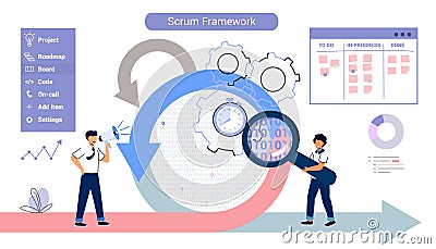 Scrum framework Software development methodology Process diagram Vector Illustration