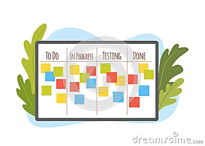 Scrum task board, agile project management vector illustration Vector Illustration