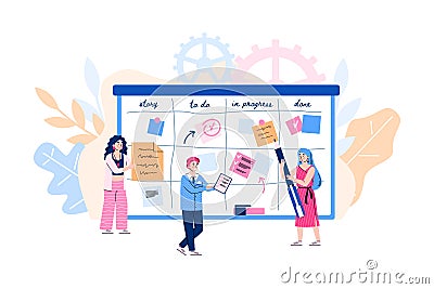 Scrum team using agile development a vector illustration. Vector Illustration