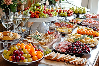 Scrumptious Appetizers snacks plate table. Generate Ai Stock Photo