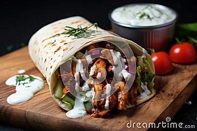 Scrumptious Chicken shawarma. Generate Ai Stock Photo