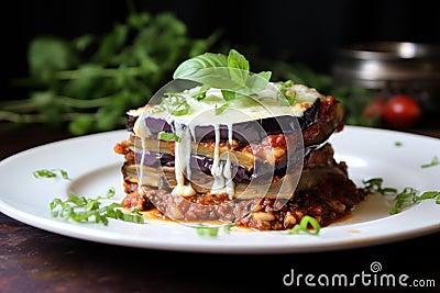 Scrumptious Eggplant lasagnas. Generate Ai Stock Photo