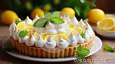 Scrumptious lemon meringue pie with zesty lemon desserts for a delectable breakfast delight Stock Photo