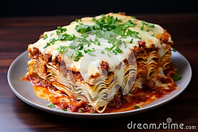 Scrumptious Ramen lasagna food on table. Generate Ai Stock Photo