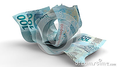 Scrunched Up Brazilain Real Notes Stock Photo