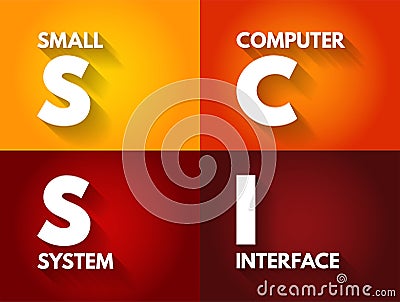 SCSI - Small Computer System Interface is a set of standards for physically connecting and transferring data, acronym text concept Stock Photo