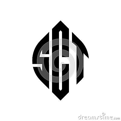 SCT circle letter logo design with circle and ellipse shape. SCT ellipse letters with typographic style. The three initials form a Vector Illustration
