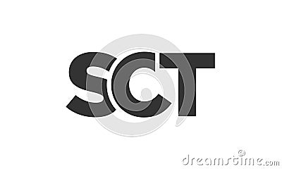 SCT logo design template with strong and modern bold text. Initial based vector logotype featuring simple and minimal typography. Vector Illustration