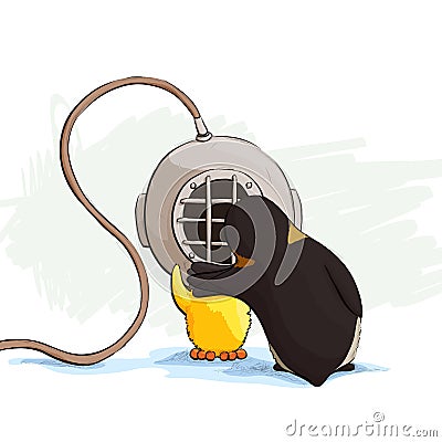 Scuba chicken and penguin Vector Illustration