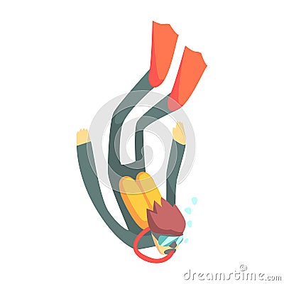 Scuba Diver In Diving Gear, Part Of Teenagers Practicing Extreme Sports For Recreation Set Of Cartoon Vector Illustration