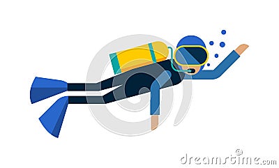 Scuba diver equipment water sport activity vacation leisure vector illustration. Vector Illustration