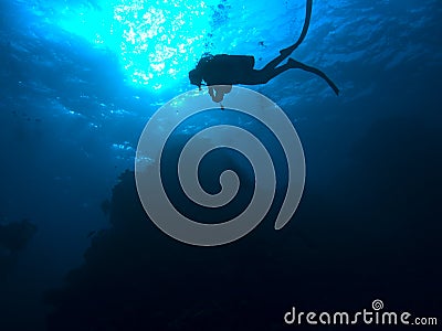 Scuba diver underwater Stock Photo