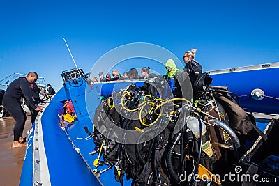 Scuba Divers Equipment Boat Editorial Stock Photo