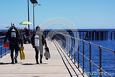 Scuba Divers at Rapid Bay Editorial Stock Photo