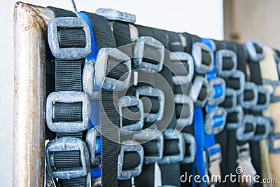 Scuba diving lead weight and belts Stock Photo