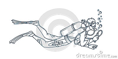 Scuba diving logo. Diver with scuba . Vector Illustration