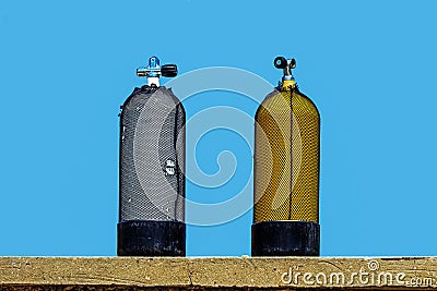 Scuba diving oxygen tanks Stock Photo