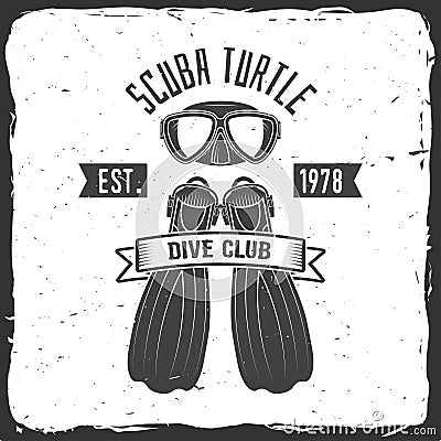 Scuba turtle dive club. Vector illustration. Vector Illustration