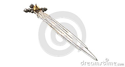 Scull medieval Sword on a white background. 3d illustration Cartoon Illustration